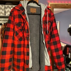 Fuzzy hooded flannel